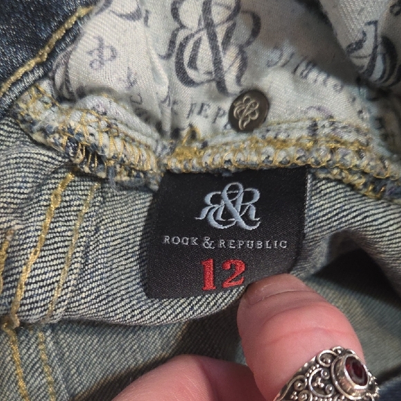 Size 12 Rock & Republic Womens Blue Jeans Y2k Straight Leg Low Rise Low Rise - Picture 6 of 6